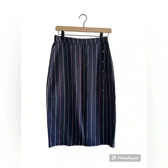 Marine Layer Cecille Skirt in Navy Multi Stripe X-Small New Nwt Women's Blue - Picture 5 of 10